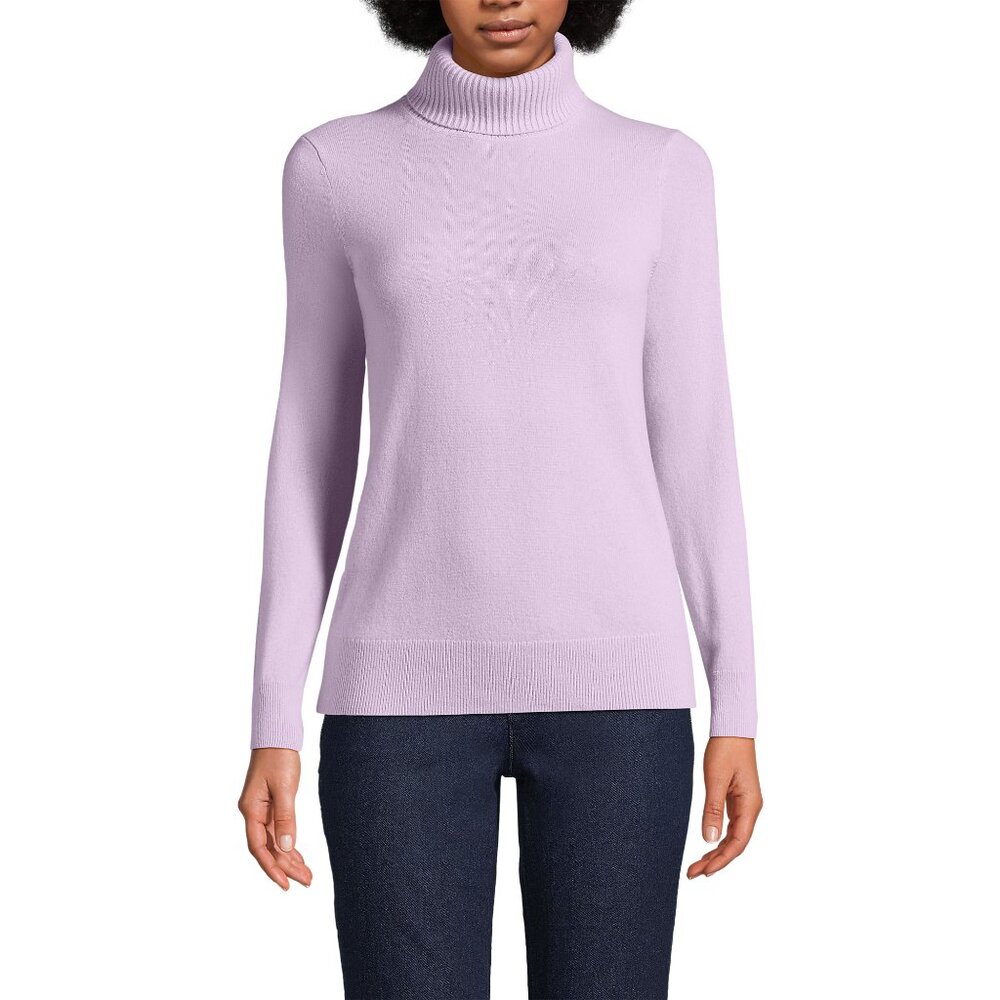 Lands' End 100% Cashmere Turtleneck Sweater Purple Lilac Size XL